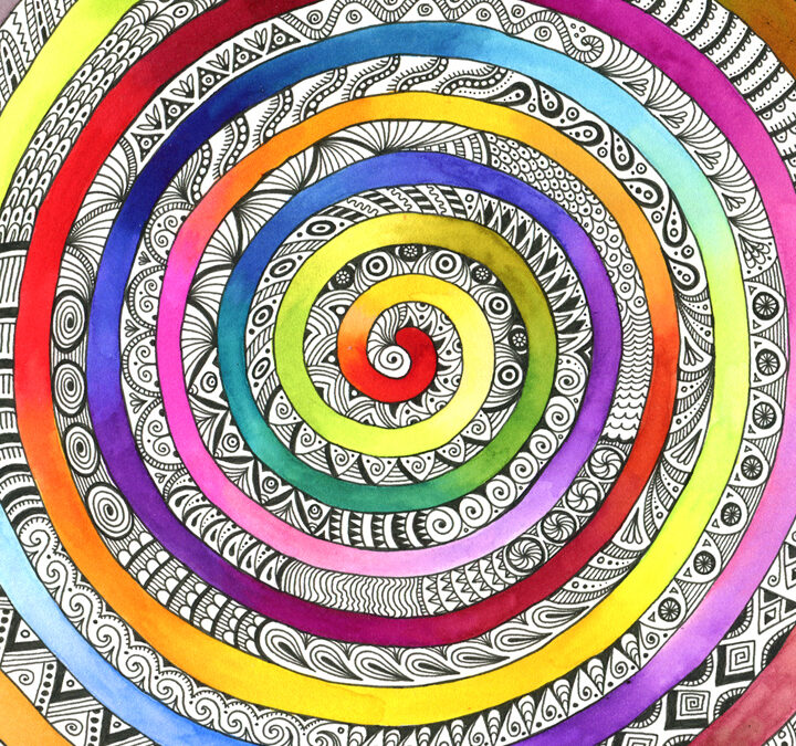 Neu auf YouTube: Farbverlauf-Spirale mit Zwischenraum-Ornamenten